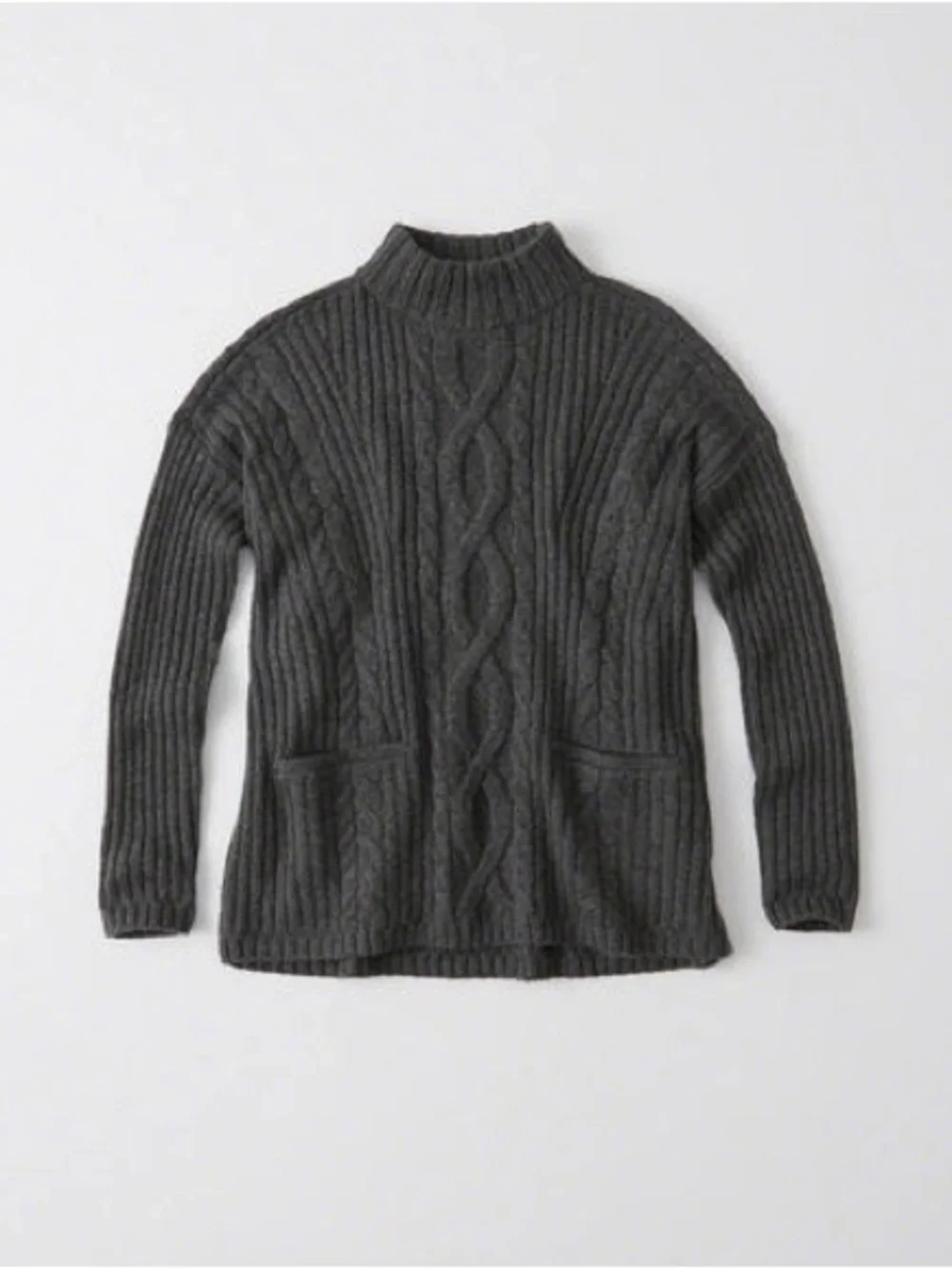 Abercrombie & Fitch Cable Mock Neck Dark Gray Sweater Top Sz Small